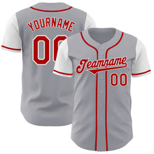 Load image into Gallery viewer, Custom Gray Red-White Authentic Two Tone Baseball Jersey
