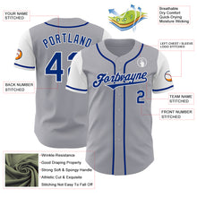 Load image into Gallery viewer, Custom Gray Royal-White Authentic Two Tone Baseball Jersey