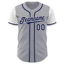 Load image into Gallery viewer, Custom Gray Navy-White Authentic Two Tone Baseball Jersey