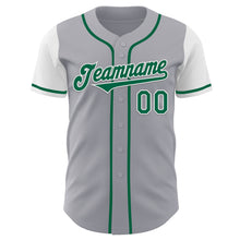 Load image into Gallery viewer, Custom Gray Kelly Green-White Authentic Two Tone Baseball Jersey