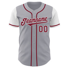 Load image into Gallery viewer, Custom Gray Crimson-White Authentic Two Tone Baseball Jersey