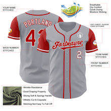 Load image into Gallery viewer, Custom Gray Red-White Authentic Two Tone Baseball Jersey
