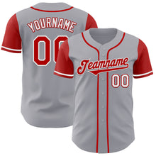 Load image into Gallery viewer, Custom Gray Red-White Authentic Two Tone Baseball Jersey