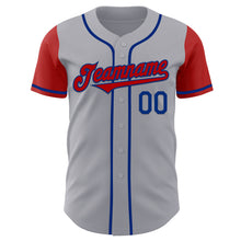 Load image into Gallery viewer, Custom Gray Red-Royal Authentic Two Tone Baseball Jersey
