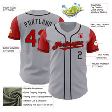 Load image into Gallery viewer, Custom Gray Red-Black Authentic Two Tone Baseball Jersey