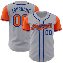 Load image into Gallery viewer, Custom Gray Orange-Royal Authentic Two Tone Baseball Jersey