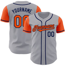 Load image into Gallery viewer, Custom Gray Orange-Navy Authentic Two Tone Baseball Jersey