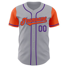 Load image into Gallery viewer, Custom Gray Orange-Purple Authentic Two Tone Baseball Jersey