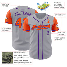 Load image into Gallery viewer, Custom Gray Orange-Purple Authentic Two Tone Baseball Jersey