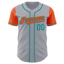 Load image into Gallery viewer, Custom Gray Orange-Teal Authentic Two Tone Baseball Jersey
