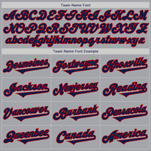 Load image into Gallery viewer, Custom Gray Navy-Red Authentic Two Tone Baseball Jersey