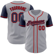 Load image into Gallery viewer, Custom Gray Navy-Red Authentic Two Tone Baseball Jersey
