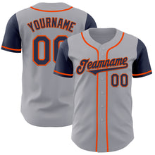 Load image into Gallery viewer, Custom Gray Navy-Orange Authentic Two Tone Baseball Jersey