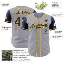 Load image into Gallery viewer, Custom Gray Navy-Gold Authentic Two Tone Baseball Jersey