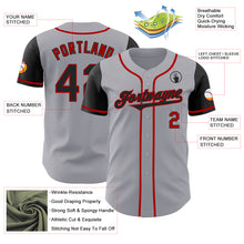 Load image into Gallery viewer, Custom Gray Black-Red Authentic Two Tone Baseball Jersey