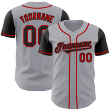 Load image into Gallery viewer, Custom Gray Black-Red Authentic Two Tone Baseball Jersey