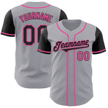 Load image into Gallery viewer, Custom Gray Black-Pink Authentic Two Tone Baseball Jersey