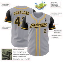 Load image into Gallery viewer, Custom Gray Black-Gold Authentic Two Tone Baseball Jersey