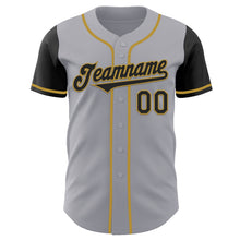 Load image into Gallery viewer, Custom Gray Black-Old Gold Authentic Two Tone Baseball Jersey