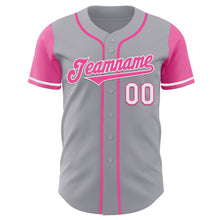 Load image into Gallery viewer, Custom Gray Pink-White Authentic Two Tone Baseball Jersey
