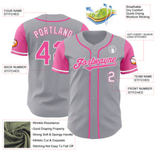 Load image into Gallery viewer, Custom Gray Pink-White Authentic Two Tone Baseball Jersey