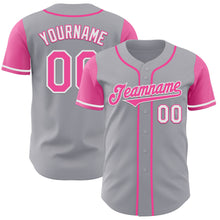 Load image into Gallery viewer, Custom Gray Pink-White Authentic Two Tone Baseball Jersey