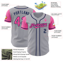 Load image into Gallery viewer, Custom Gray Pink-Navy Authentic Two Tone Baseball Jersey