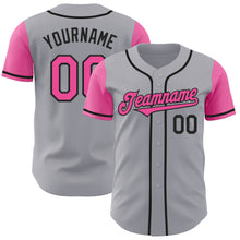 Load image into Gallery viewer, Custom Gray Pink-Black Authentic Two Tone Baseball Jersey