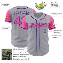 Load image into Gallery viewer, Custom Gray Pink-Purple Authentic Two Tone Baseball Jersey