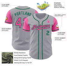 Load image into Gallery viewer, Custom Gray Pink-Kelly Green Authentic Two Tone Baseball Jersey