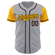 Load image into Gallery viewer, Custom Gray Gold-Brown Authentic Two Tone Baseball Jersey