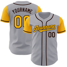 Load image into Gallery viewer, Custom Gray Gold-Brown Authentic Two Tone Baseball Jersey