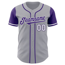 Load image into Gallery viewer, Custom Gray Purple-White Authentic Two Tone Baseball Jersey