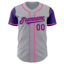 Load image into Gallery viewer, Custom Gray Purple-Pink Authentic Two Tone Baseball Jersey