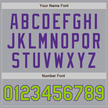 Load image into Gallery viewer, Custom Gray Neon Green-Purple Authentic Two Tone Baseball Jersey