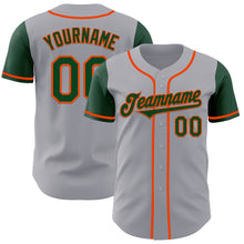 Load image into Gallery viewer, Custom Gray Green-Orange Authentic Two Tone Baseball Jersey