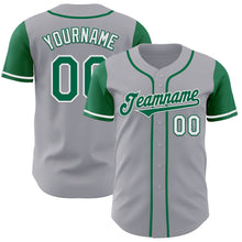 Load image into Gallery viewer, Custom Gray Kelly Green-White Authentic Two Tone Baseball Jersey