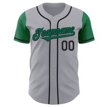Load image into Gallery viewer, Custom Gray Kelly Green-Black Authentic Two Tone Baseball Jersey