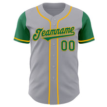 Load image into Gallery viewer, Custom Gray Kelly Green-Gold Authentic Two Tone Baseball Jersey