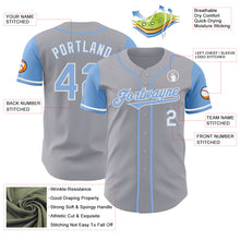 Load image into Gallery viewer, Custom Gray Light Blue-White Authentic Two Tone Baseball Jersey