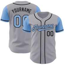 Load image into Gallery viewer, Custom Gray Light Blue-Black Authentic Two Tone Baseball Jersey