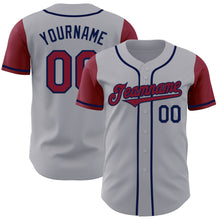 Load image into Gallery viewer, Custom Gray Crimson-Navy Authentic Two Tone Baseball Jersey