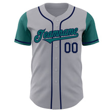 Load image into Gallery viewer, Custom Gray Teal-Navy Authentic Two Tone Baseball Jersey