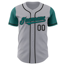 Load image into Gallery viewer, Custom Gray Teal-Black Authentic Two Tone Baseball Jersey