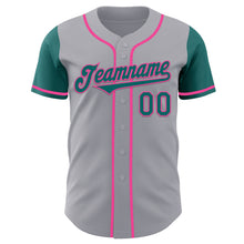 Load image into Gallery viewer, Custom Gray Teal-Pink Authentic Two Tone Baseball Jersey