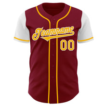 Load image into Gallery viewer, Custom Crimson Gold-White Authentic Two Tone Baseball Jersey