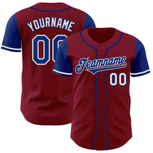Load image into Gallery viewer, Custom Crimson Royal-White Authentic Two Tone Baseball Jersey