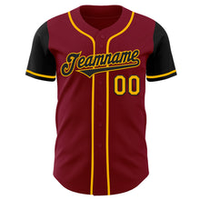 Load image into Gallery viewer, Custom Crimson Black-Gold Authentic Two Tone Baseball Jersey