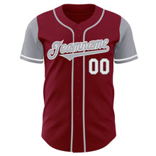 Load image into Gallery viewer, Custom Crimson Gray-White Authentic Two Tone Baseball Jersey