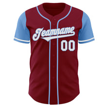 Load image into Gallery viewer, Custom Crimson White-Light Blue Authentic Two Tone Baseball Jersey